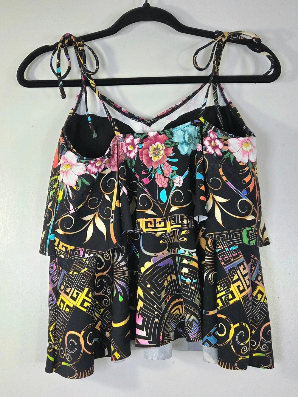 JOHNNY WAS FLORAL PEACE TIE TANKINI TOP. - Picture 3 of 6